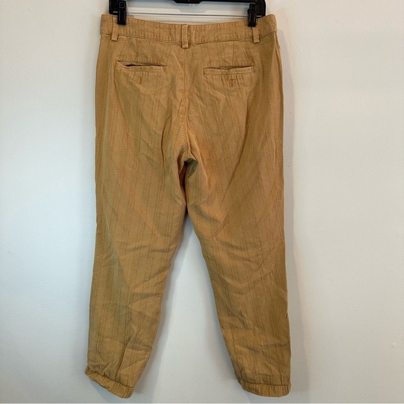 Anthropologie Scout Slim Pleated Pants Size 28 Tan Brown Embroidered Stripes - Picture 7 of 10